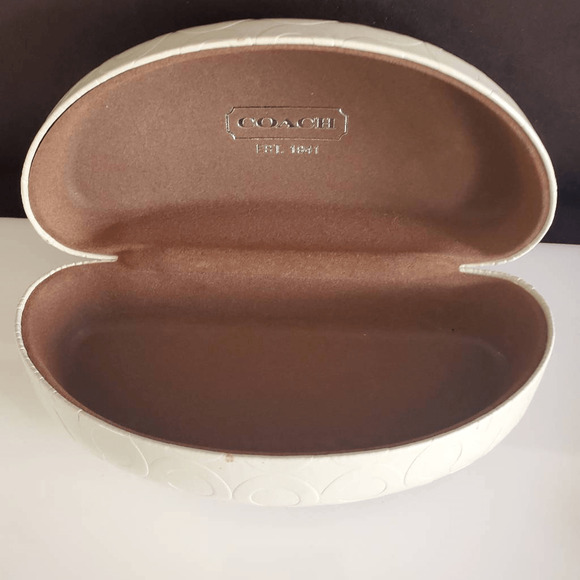 Coach‎ White Designer Signature "C" Clamshell Hard Sunglass  Case - Picture 2 of 9